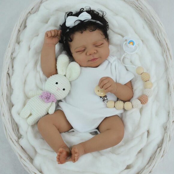 18 Inch Reborn Baby Doll Black Boy Realistic Newborn African American Gift - Picture 8 of 9